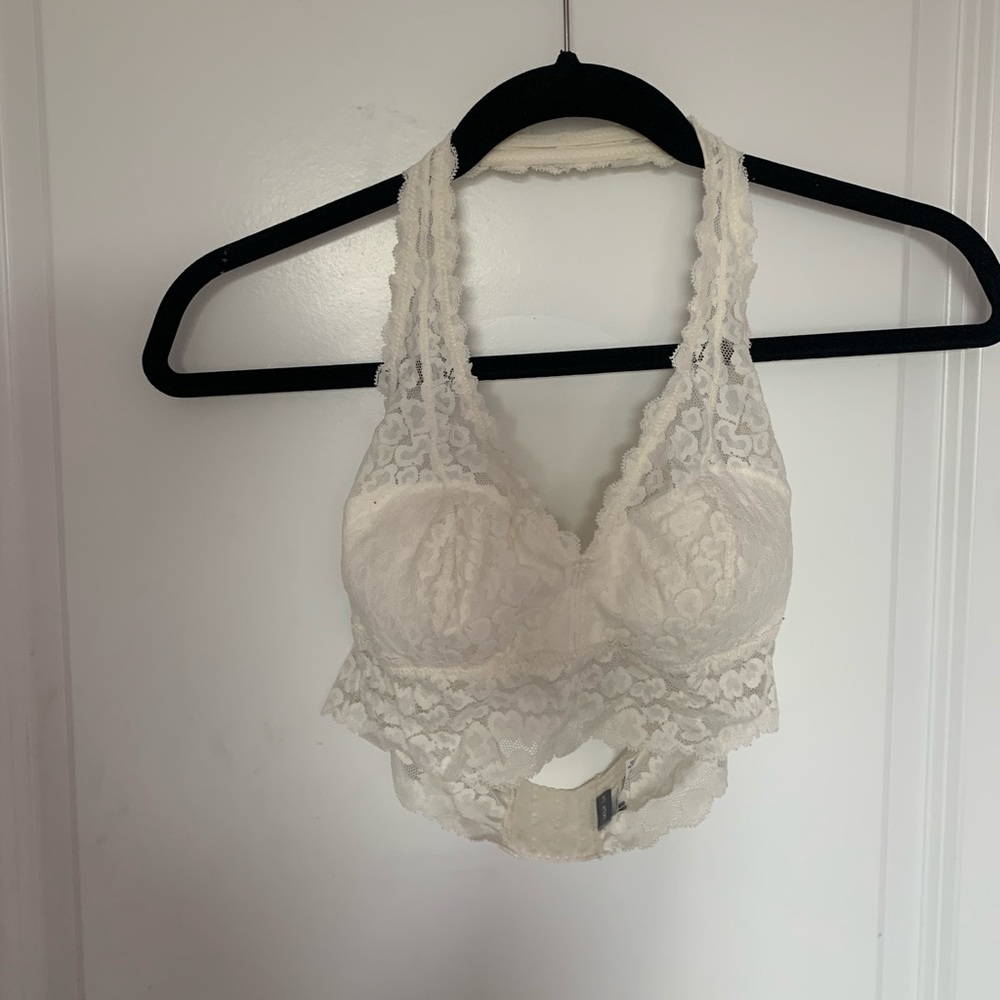 American Eagle White Halter Bralette
